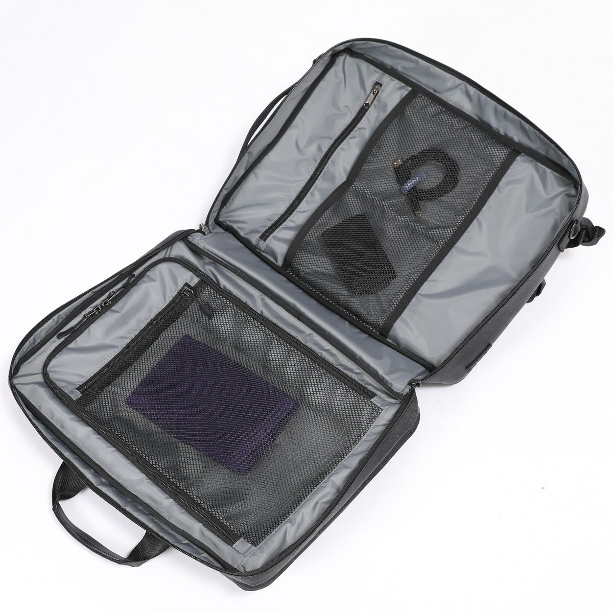 No.60648：3WAYリュック42cm EX6cm サフィアーノブラック | BERMAS