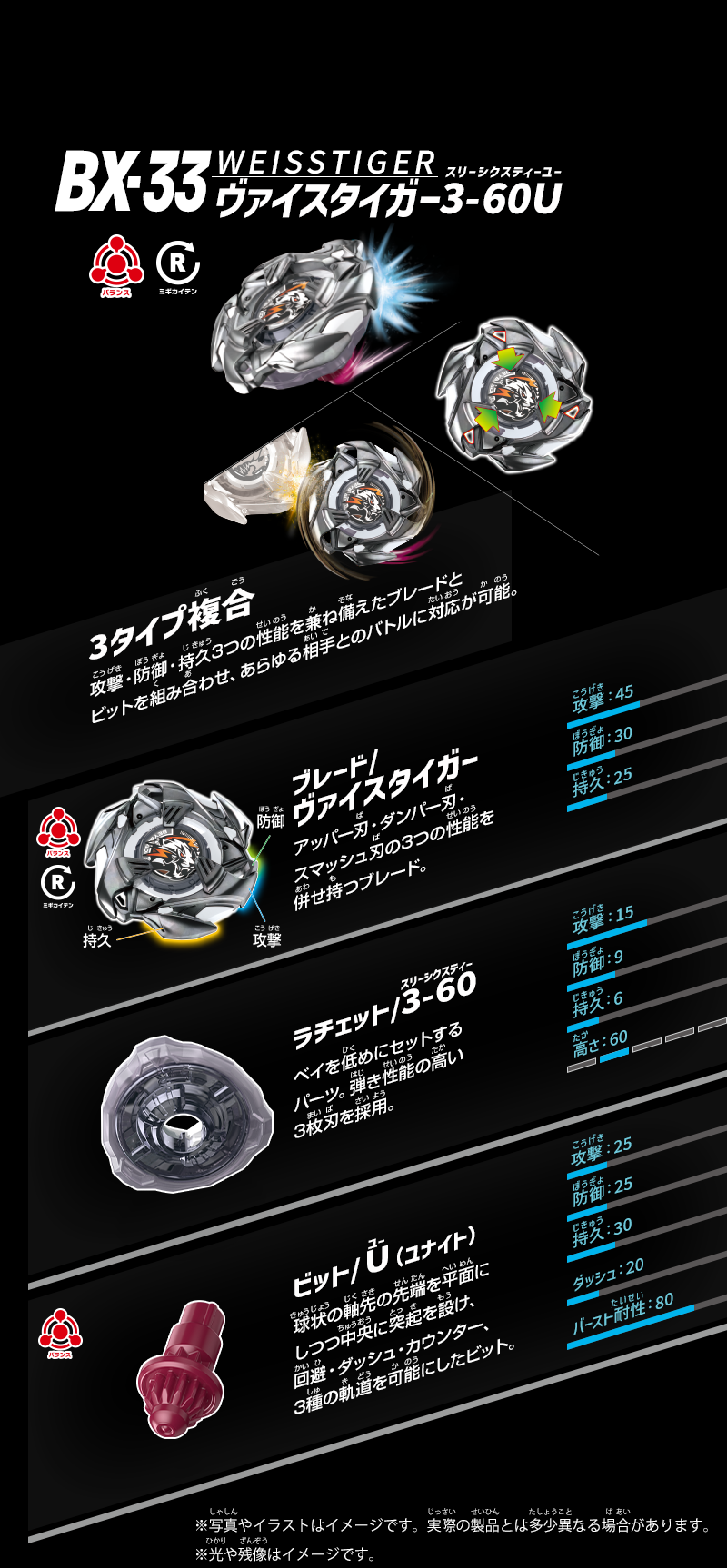 BX-33 ブースター ヴァイスタイガー3-60U｜製品情報｜BEYBLADE X