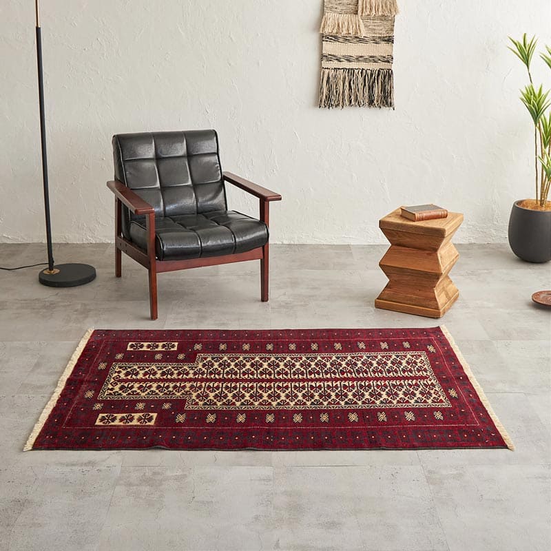 一点もので、一生もの】天然ウール100%トライバルヴィンテージラグ 約