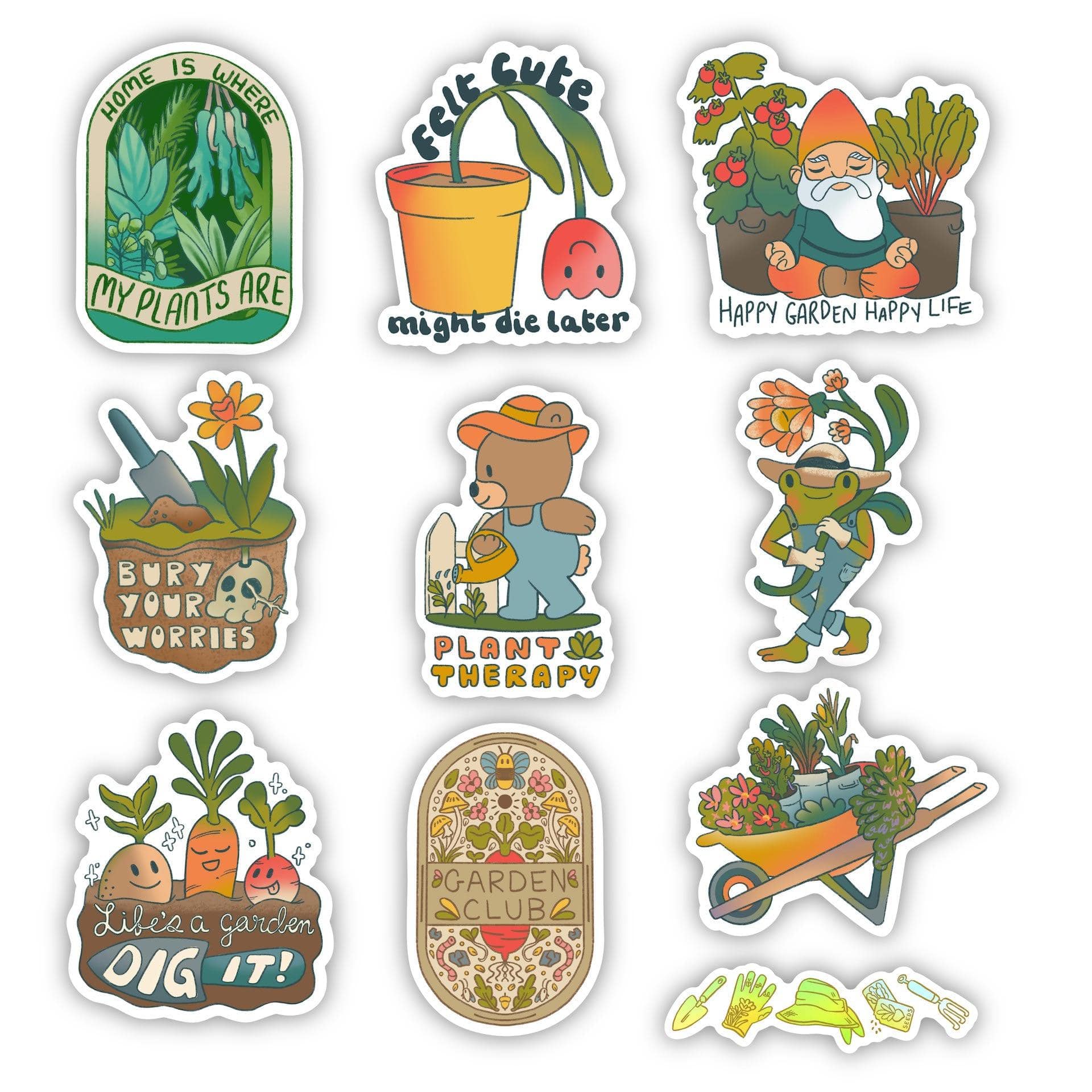 Happy Gardening Club Stickers - 10 Pack – Big Moods