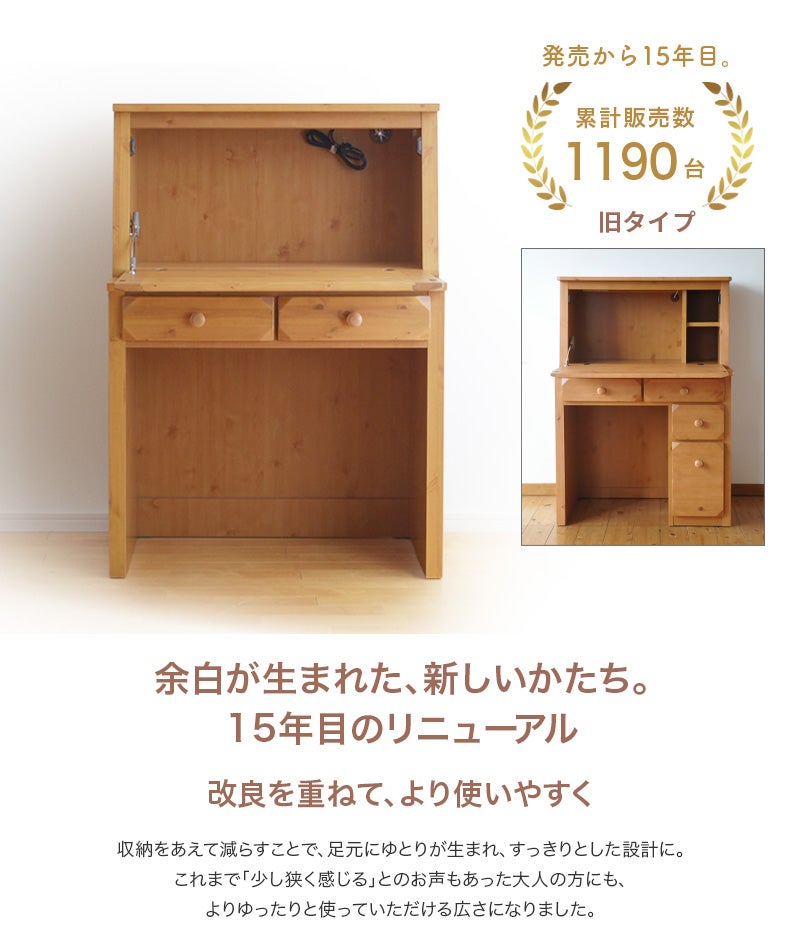 ライティングビューロー パイン材 幅80cm OLV-PSL デスクのみ 学習机