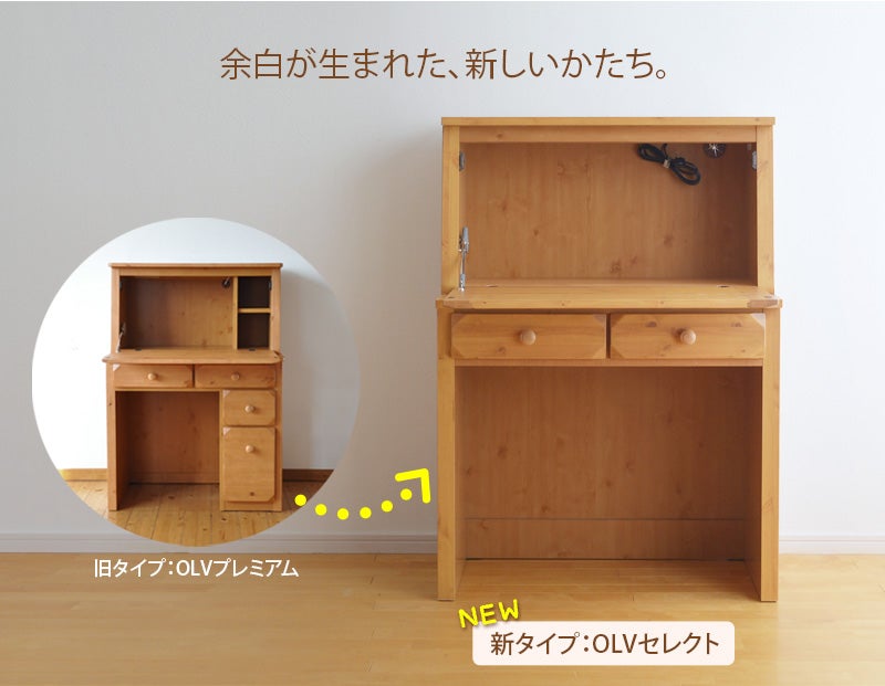 ライティングビューロー パイン材 幅80cm OLV-PSL デスクのみ 学習机
