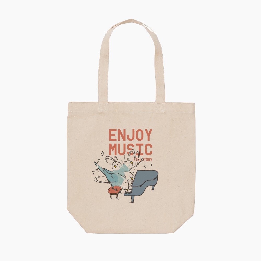 トートバッグ エンジョイミュージック ピアニストのセキセイインコ