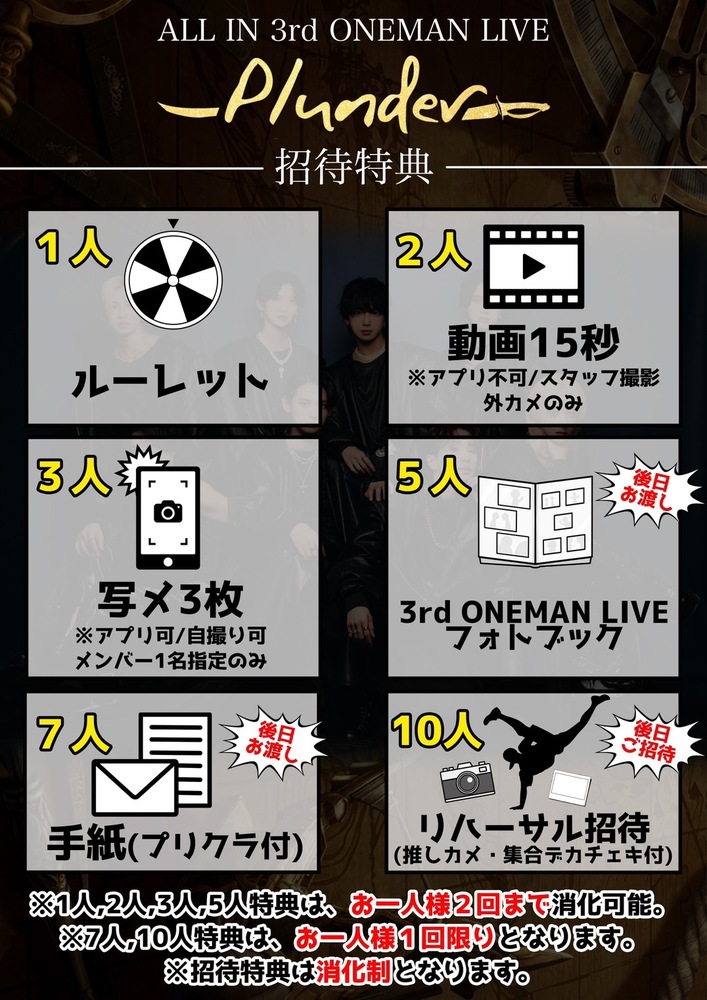 2024年12月03日(火)ALL IN 3rd ONEMAN LIVE〜Plunder〜招待特典詳細