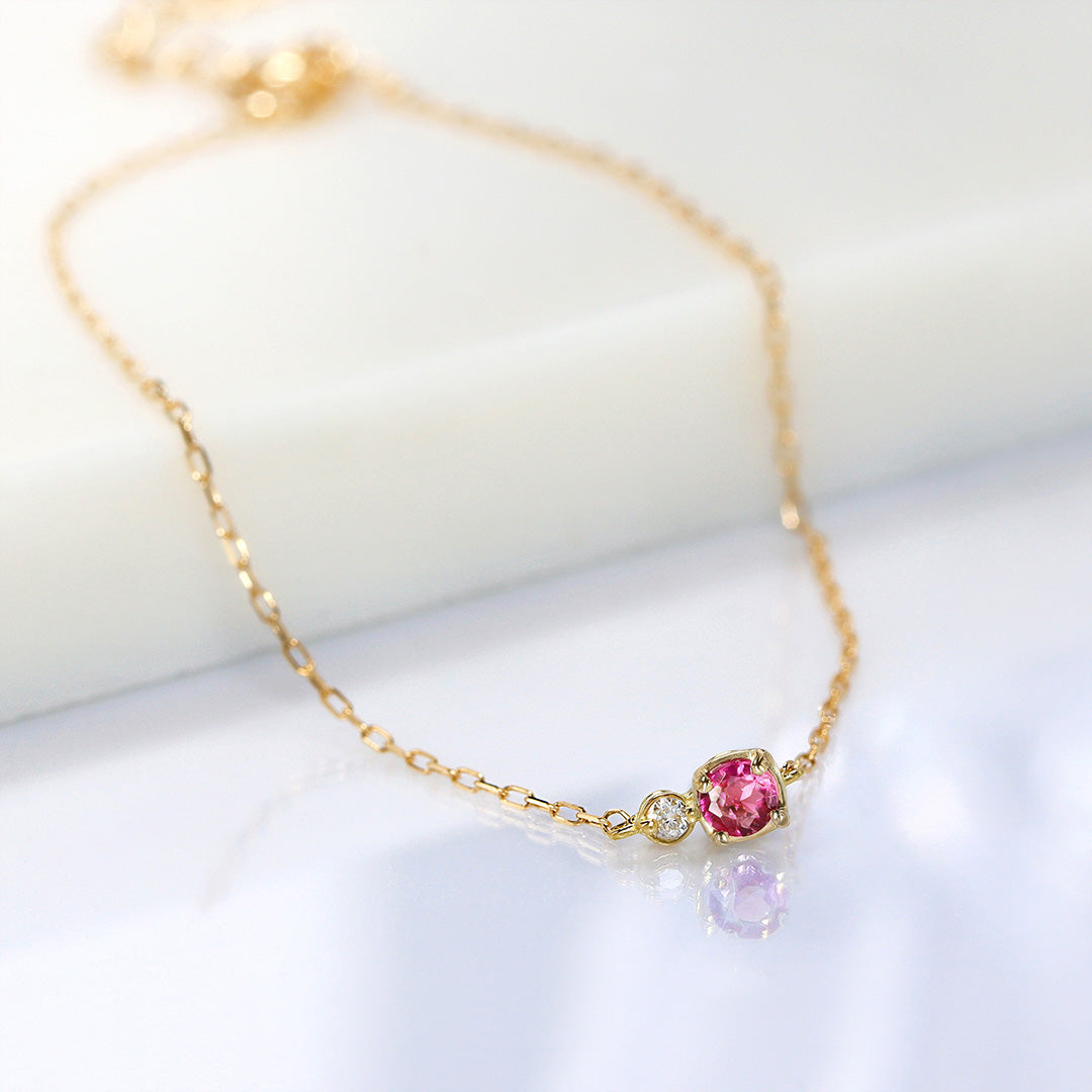 Ruby】ソルベトーンクォーツのゴムブレスレット Ruby】ソルベトーン