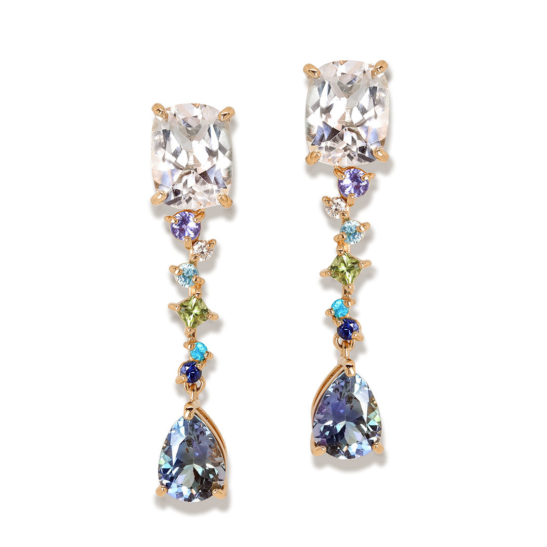 在庫限り・即日発送】マルチカラージュエル K18/PTピアス(両耳