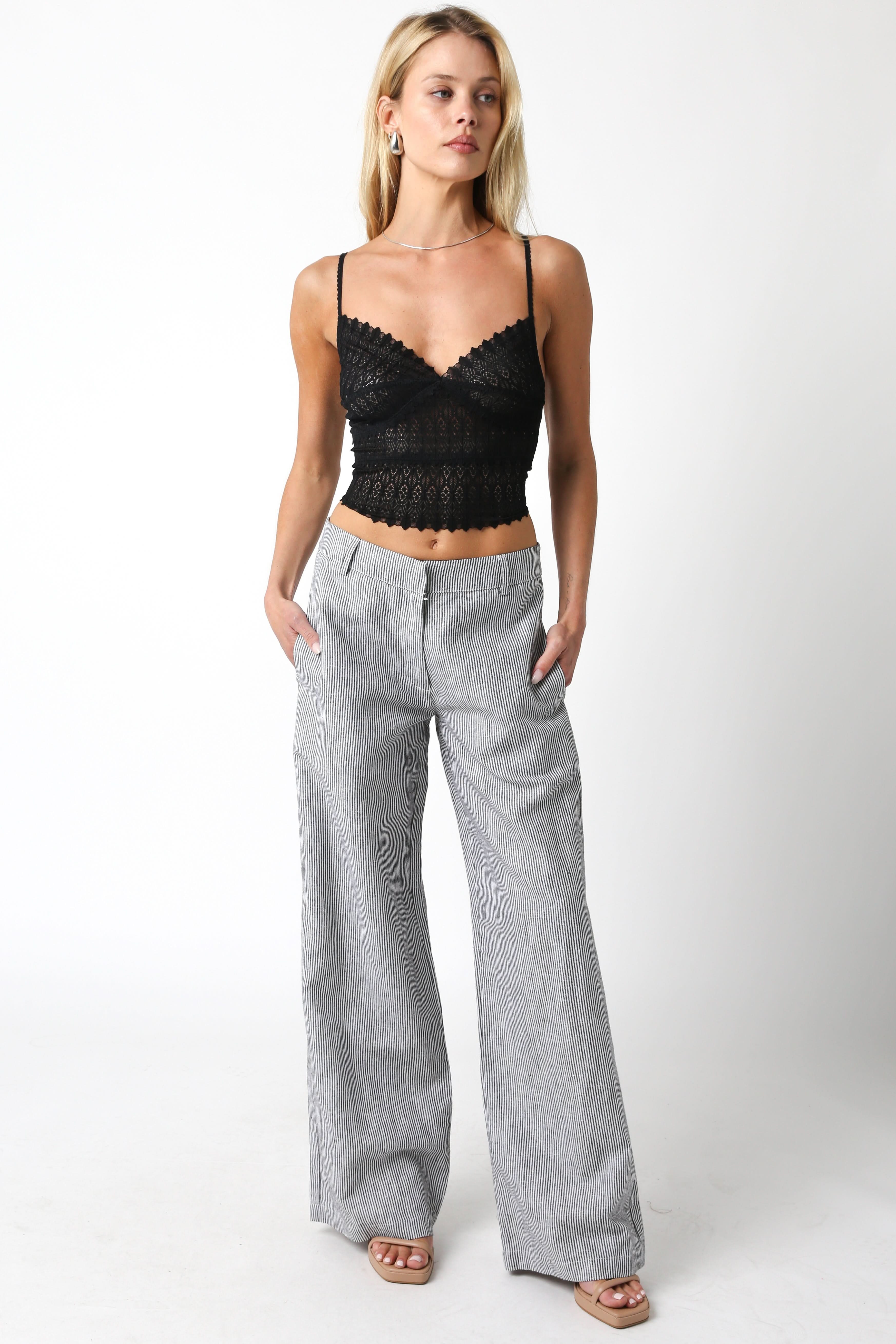 Black Sheer Lace Crop Top - V Neck Tank Top | Boho Pink