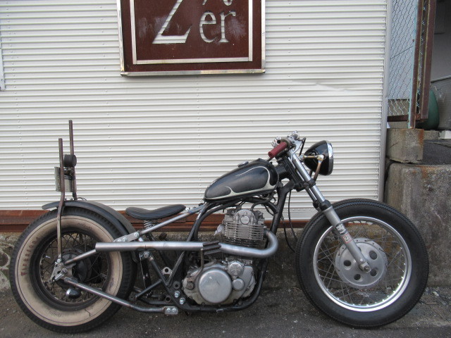 SR400 リジットチョッパー制作 滋賀県Sくん① ワンオフマフラー - 2