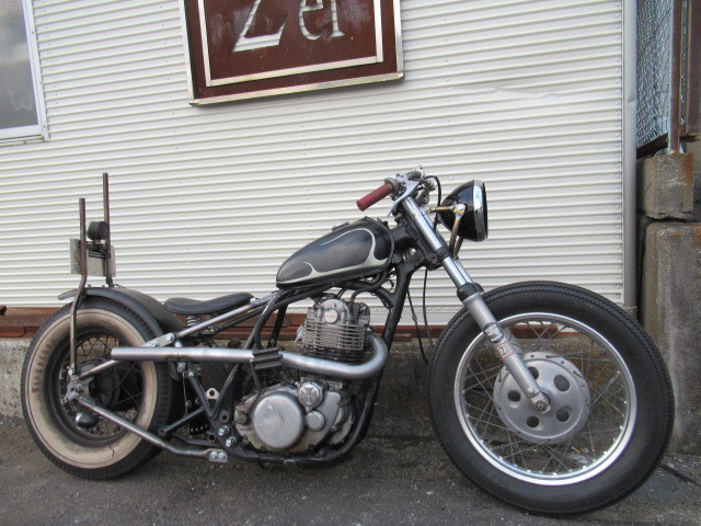 SR400 リジットチョッパー制作 滋賀県Sくん① ワンオフマフラー - 2