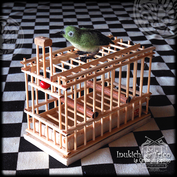 ○SD用 竹籠と和鳥（メジロ/雄） | ～ テント裏工房 ～