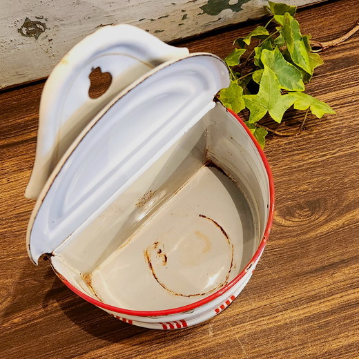 フランスアンティーク BB社 ホーローセル缶 レッドローズガーランド