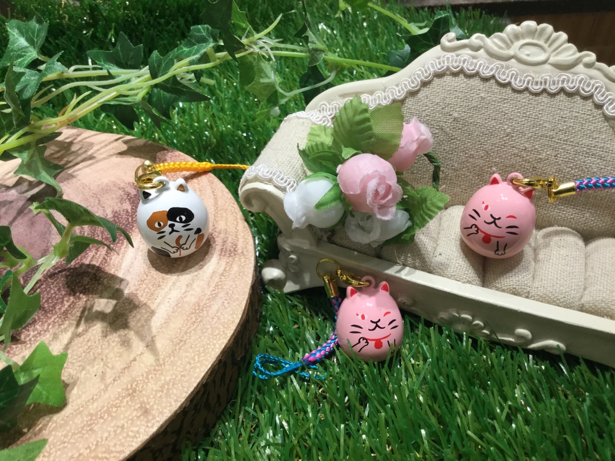 じゃれねこちゃん・ぐでねこちゃんチャーム 風鈴 向日葵×スイカ ねこ