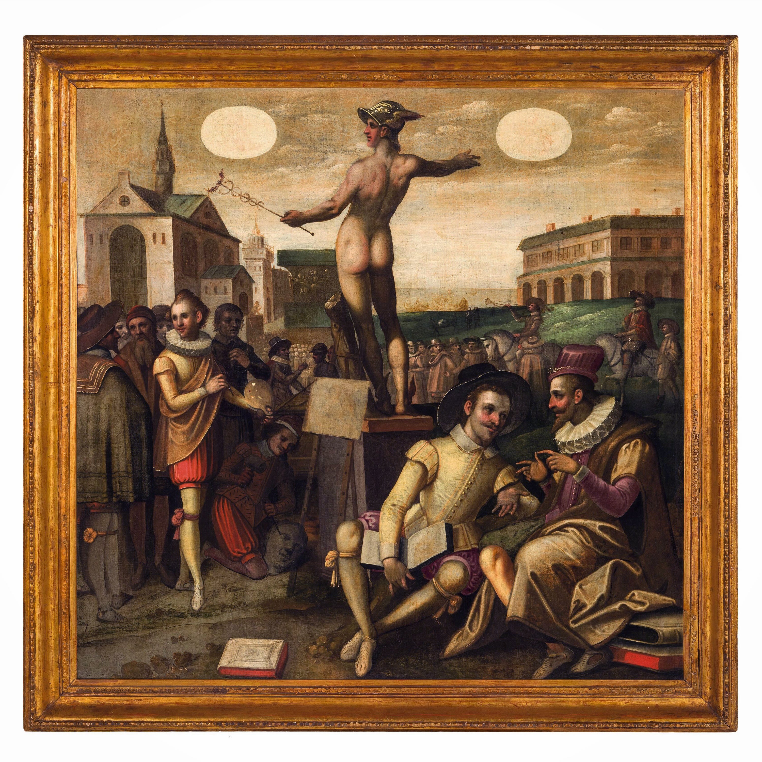 Italian Renaissance Allegorical Oil on Canvas Painting Jan Van Der