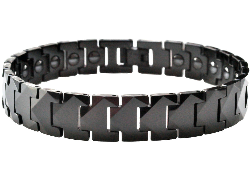 Mens Black Puzzle Link Tungsten Bracelet