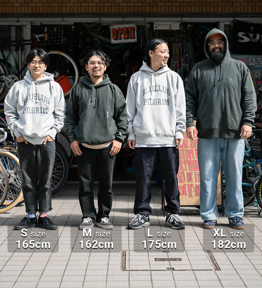 CHAMPION* PILGRIM×BLUE LUG reverse weave hoodie (charcoal) - BLUE