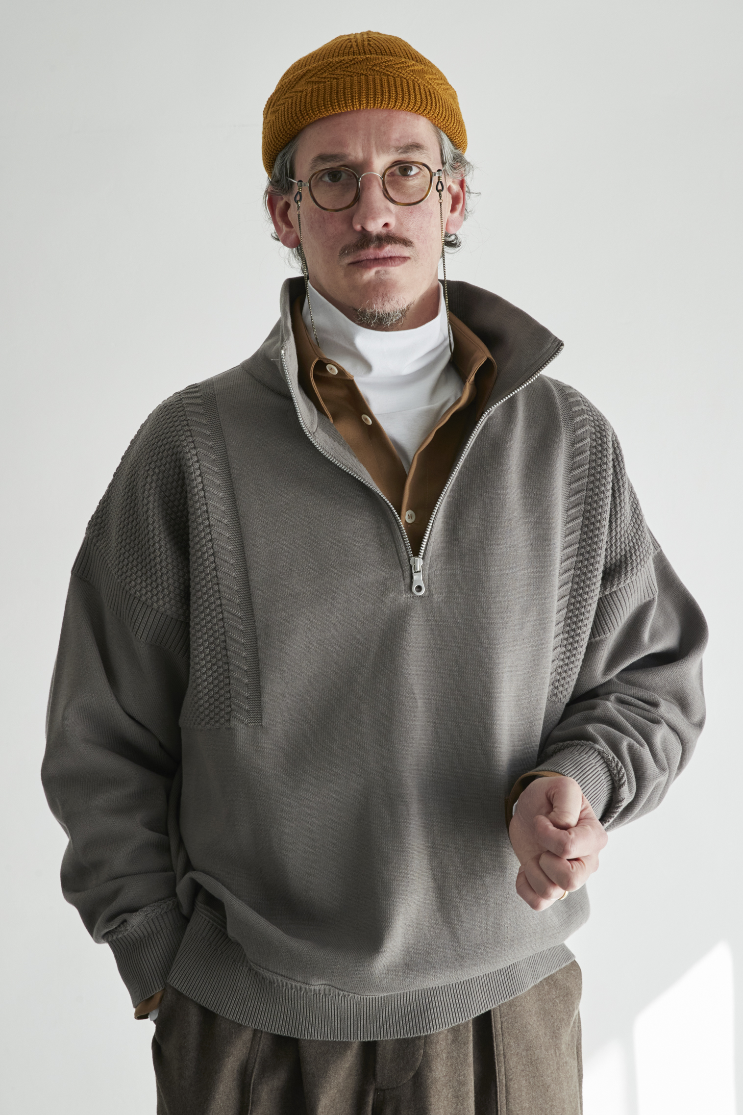 YASHIKI・Suikyo Half Zip Knit (GREIGE) / browniegift （ブラウニー