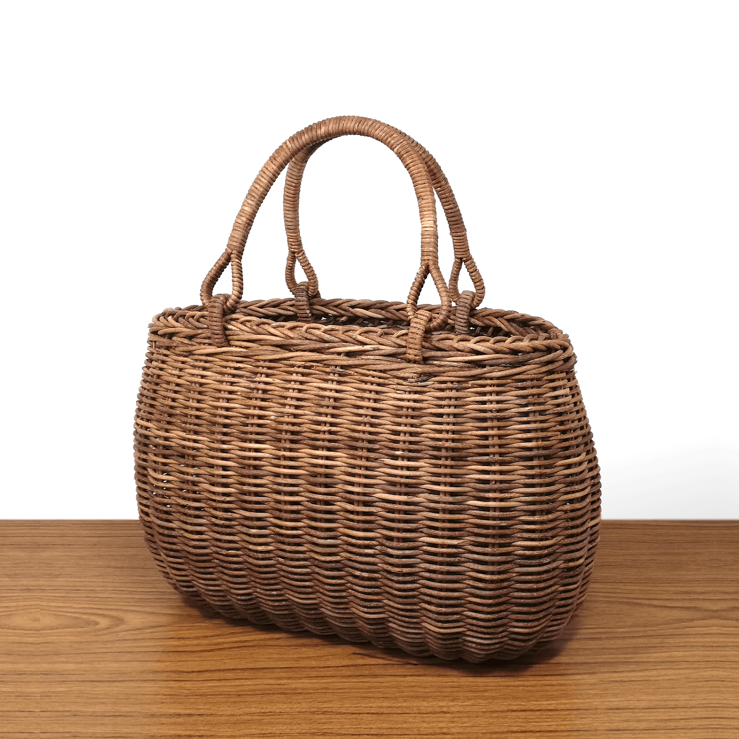 一点物｜あけび-かごバッグ｜並編み｜中サイズ｜胴張り｜舟底｜青森県