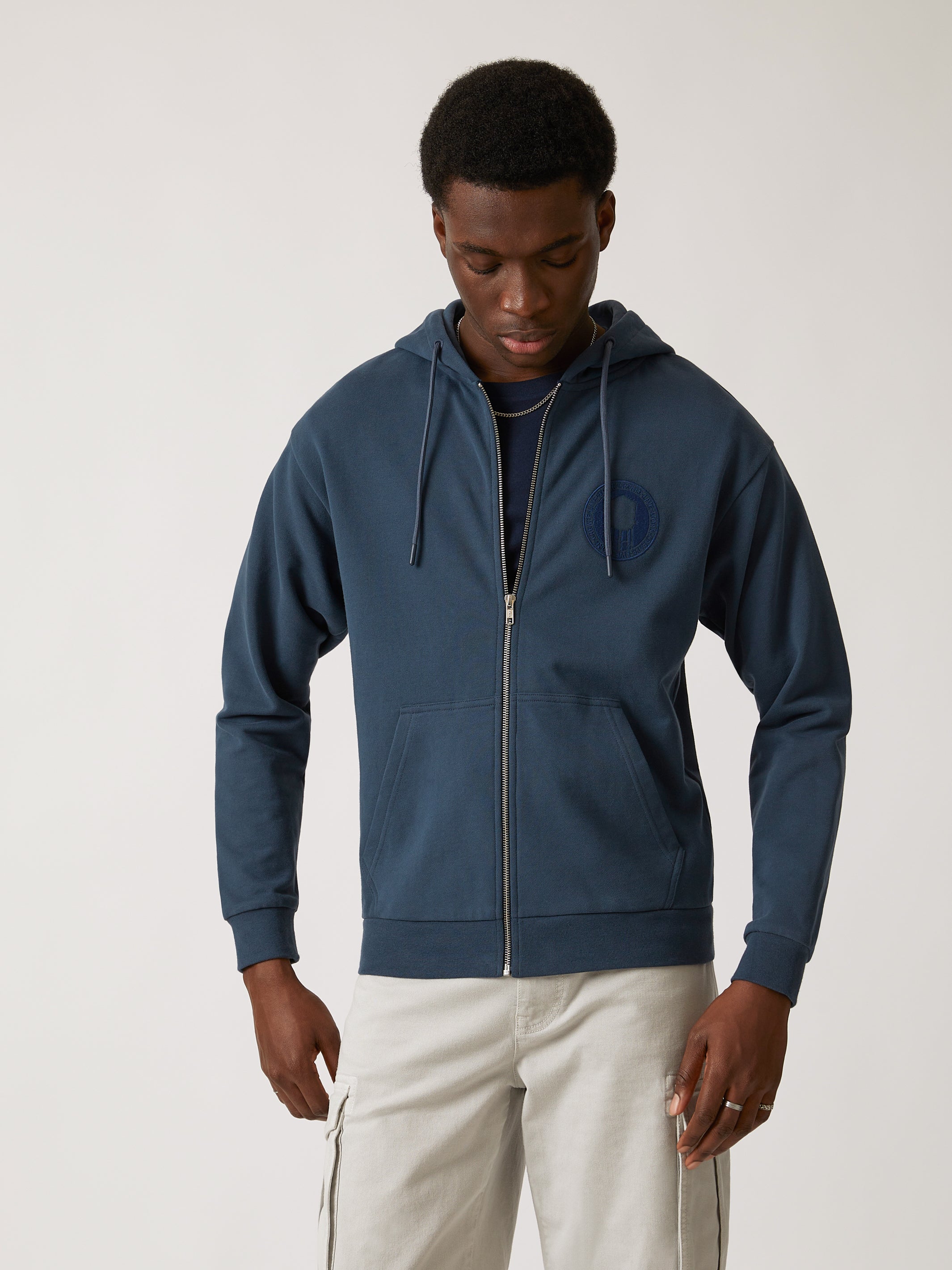 Brooklyn Indsutries Men's Heritage Zip-Up Hoodie in Moonlit Ocean