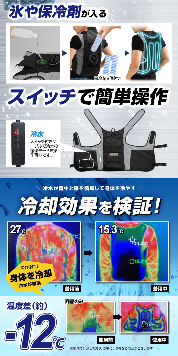 BR-861 水冷ベスト(バッテリー付セット) | 株式会社ブレイン熱中症