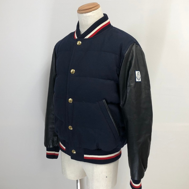 モンクレール レザースタジャンジャケット ネイビー サイズ2｜ブランド