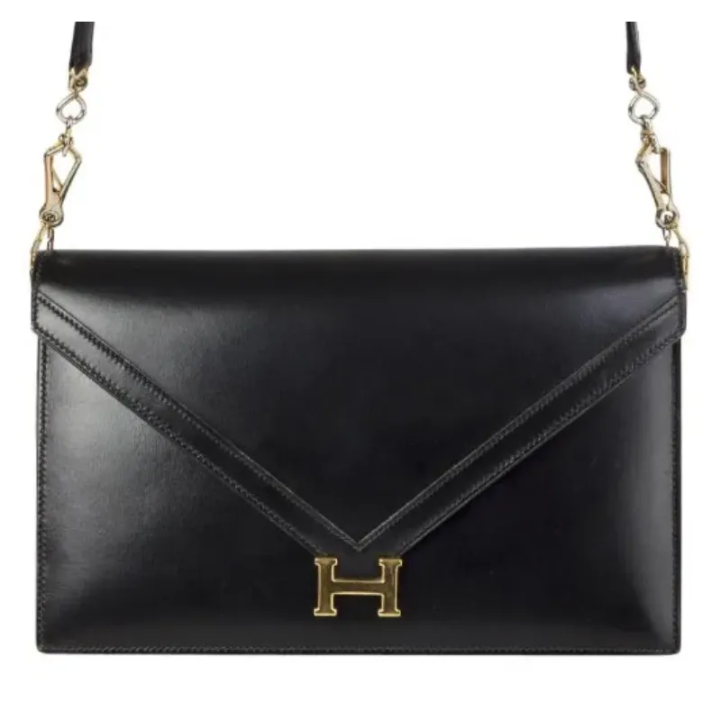 エルメス リディ ショルダーバッグ ボックスカーフ ブラック ゴールド