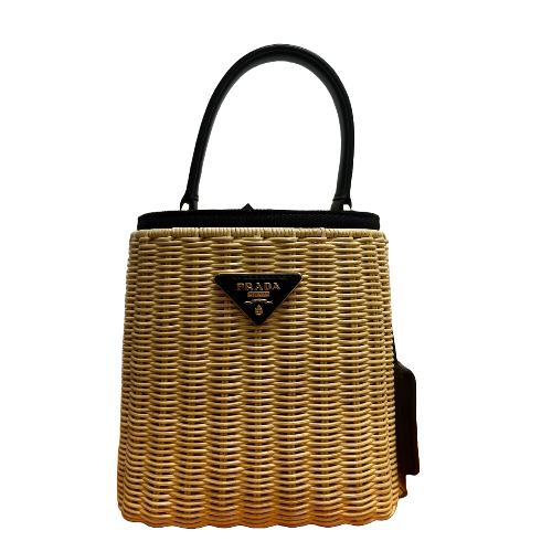 プラダ パニエ ウィッカー ストロー 2WAYバッグ トライアングルロゴ