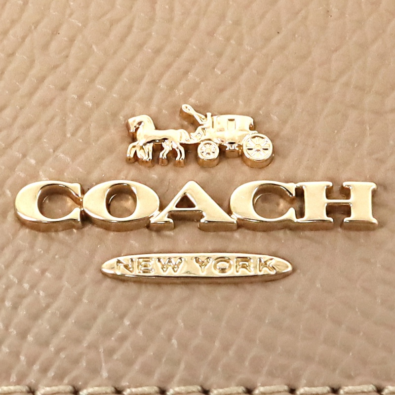 Brandol / COACH コーチ 名刺入れ レザー 無地 カードケース ベージュ