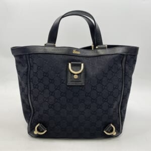 グッチ GGキャンバス トートバッグ 白×ベージュ レザー×キャンバス