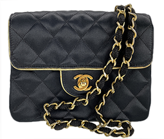 ミニマトラッセ 18㎝ サテン ブラック ゴールド ショルダーバッグ