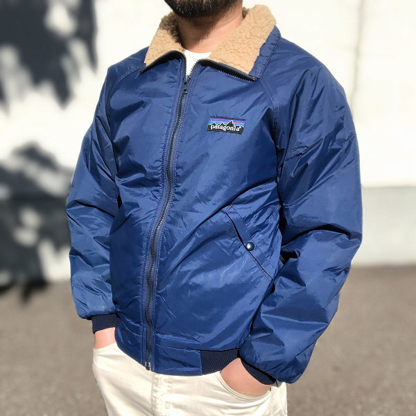 希少 デカタグ 80s パタゴニア ナイロンシェル ジャケット 紺系 S 裏