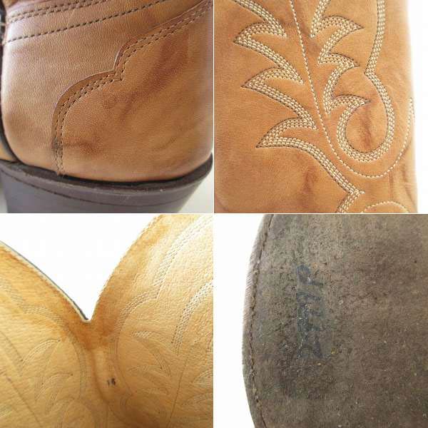 USA製 J.Chisholm チザム ウエスタンブーツ 9.5D 27.5cm 茶系