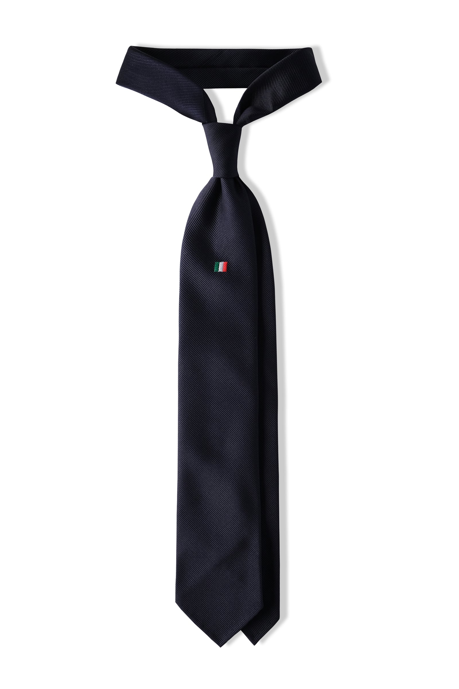 3-Fold Untipped Solid Navy Repp Tie - Italia | Brunati Como®