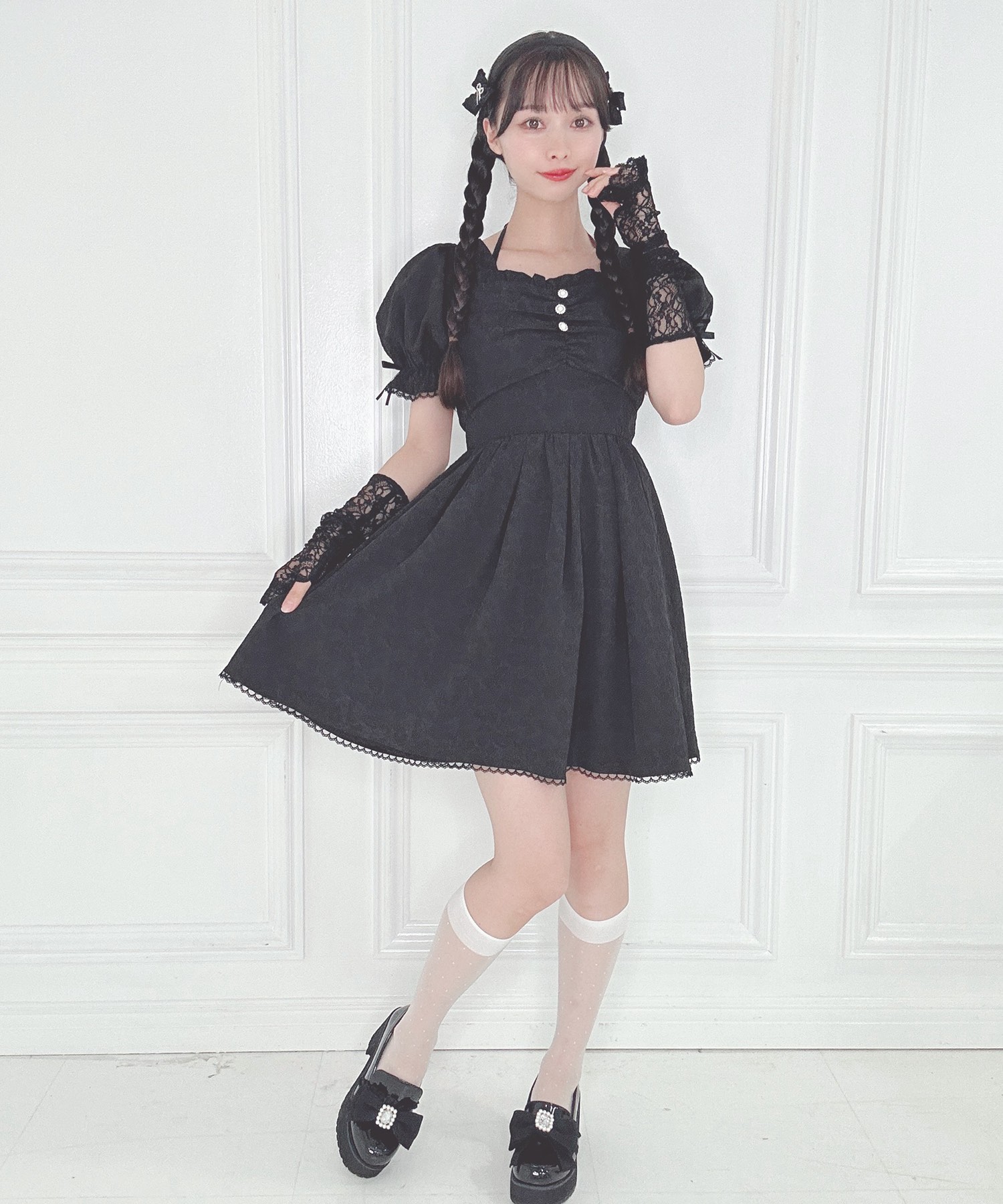 アームカバー付きスクエアネックワンピース – BUNNY APARTMENT