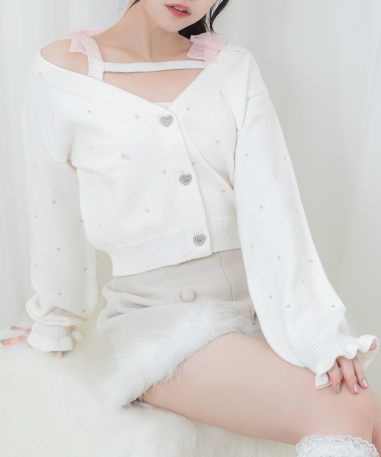 ハート刺繍カーディガンキャミセット – BUNNY APARTMENT