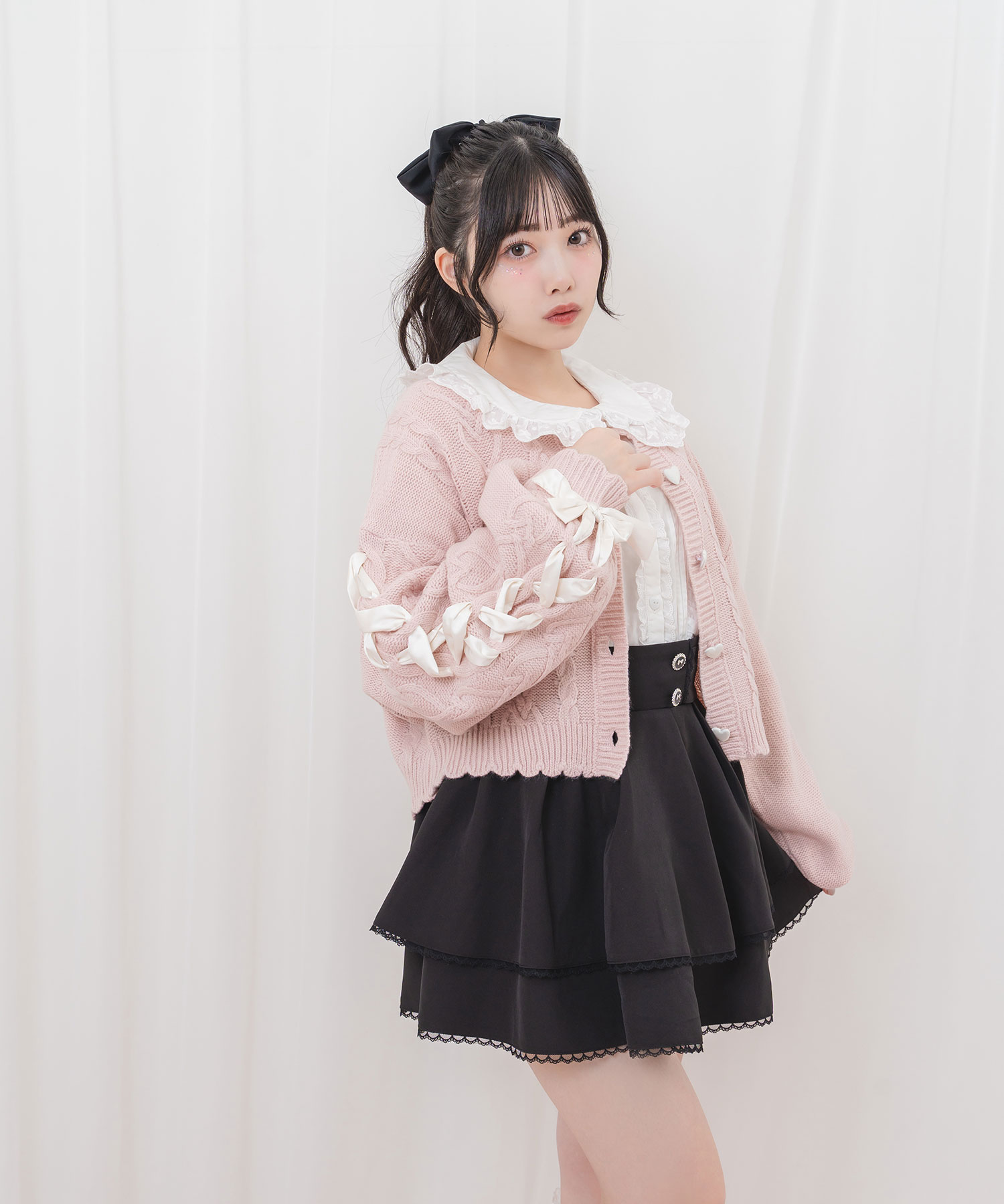 袖レースアップリボンニットカーディガン – BUNNY APARTMENT