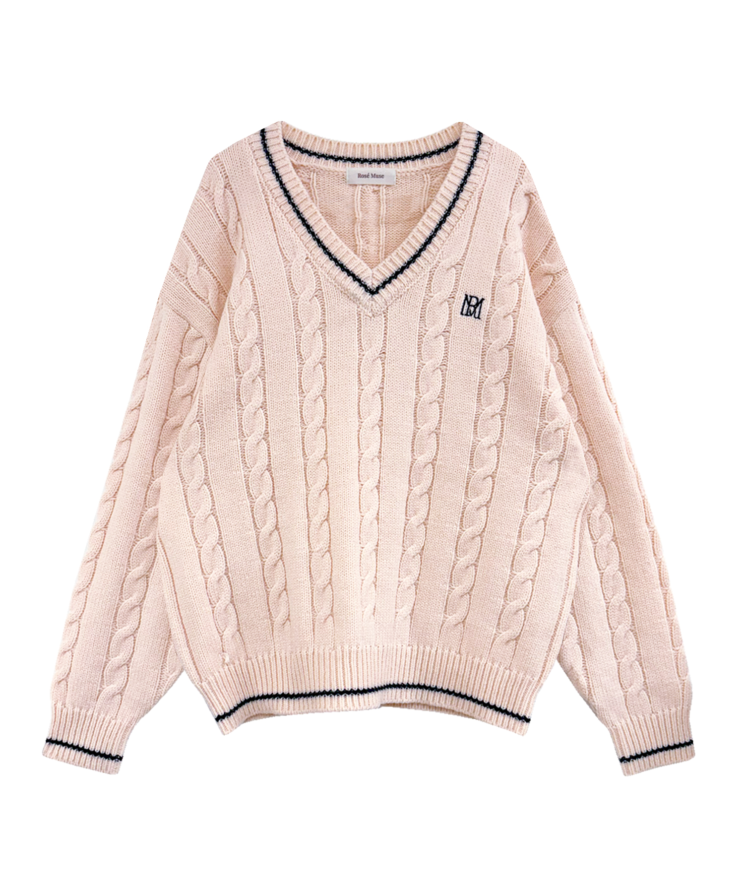 logo emb over size cable v knit – BUNNY APARTMENT