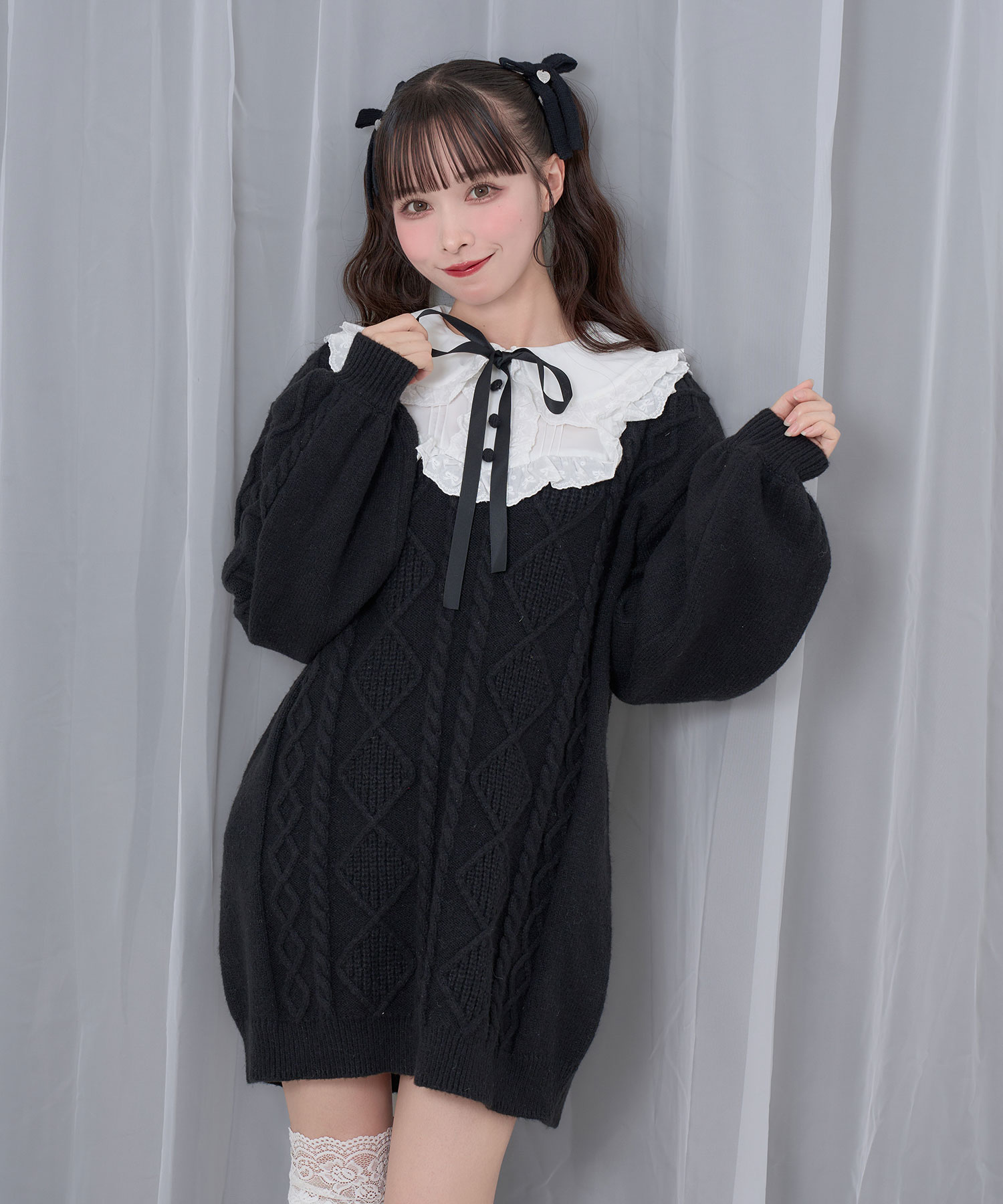 配色ヨークコットンレースニットワンピース – BUNNY APARTMENT