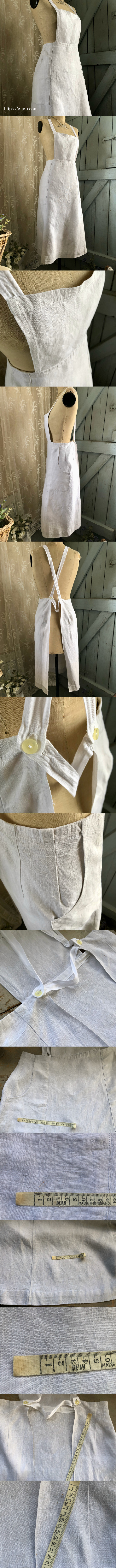 E1125 フランスアンティークリネンエプロン/タブリエ リネンたすき掛け