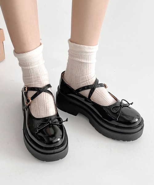 セール】軽量厚底 ダブルソール 2WAY ストラップ リボン メリー