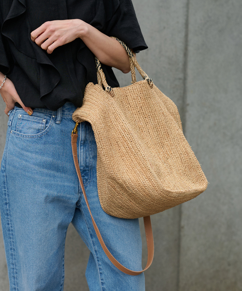 セール】【A POINT/アポワン】ラフィア ラウンドトート（トートバッグ