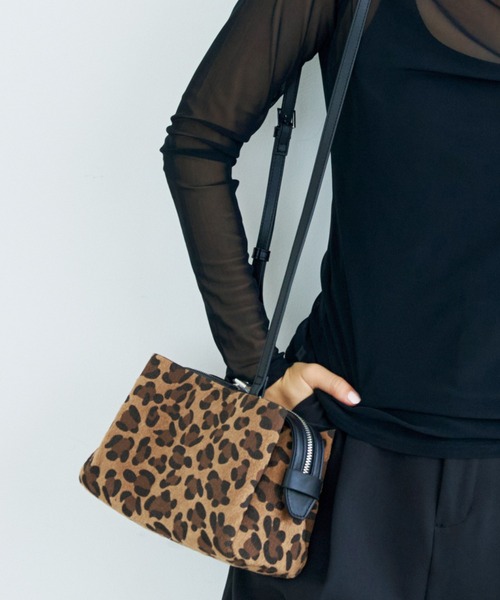 セール】レオパード柄ハラコ・ショルダー小バッグ（ショルダーバッグ