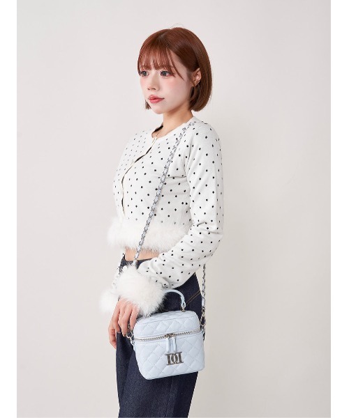 キルティングスクエアミニバッグ(シルバーパーツ)（ハンドバッグ