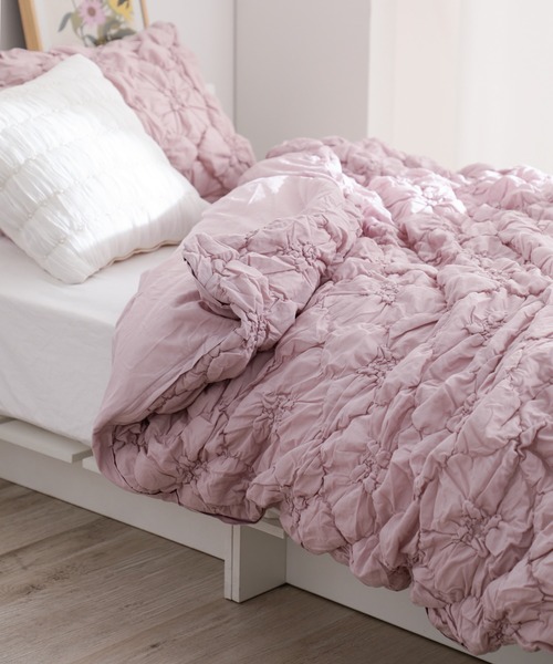 フラワーキルト 掛け布団カバー S PK 花柄 ピンク（寝具