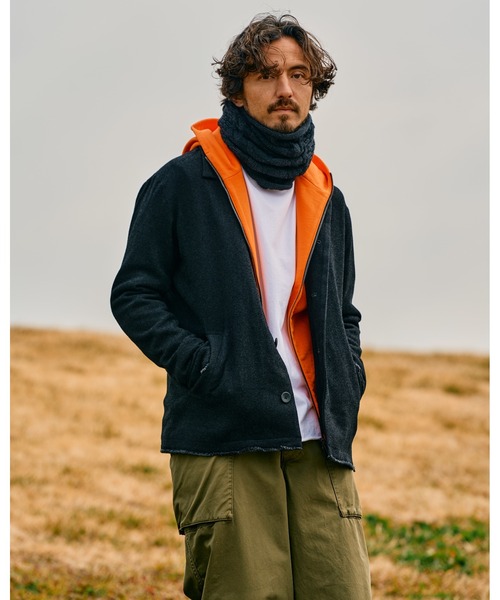 wjk（ダヴルジェイケイ）の「plating cable knit snood（ネック