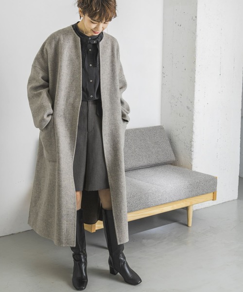 URBAN RESEARCH（アーバンリサーチ）の「ノーカラーリバーロングコート