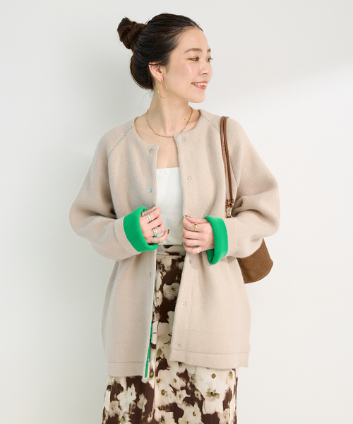 セール】2層スムース編みロングカーディガン（カーディガン/ボレロ