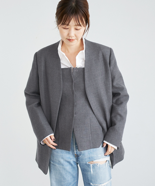 plage（プラージュ）の「【R'IAM】ノーカラー コートジャケット（ノー