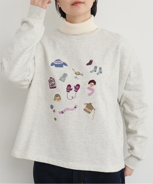 アトリエドゥサボン 冬のせいかつ 裏毛刺繍プルオーバー l'atelier du