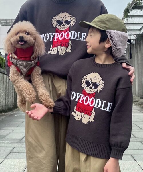 KIDS】【ジュニアサイズあり】犬ジャガードニット(OSORO)（ニット