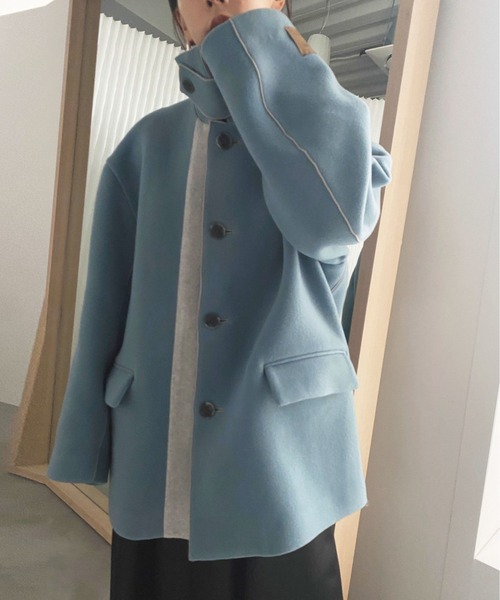 Ameri（アメリ）の「BI COLOR OVER MIDI COAT（ピーコート）」 - WEAR